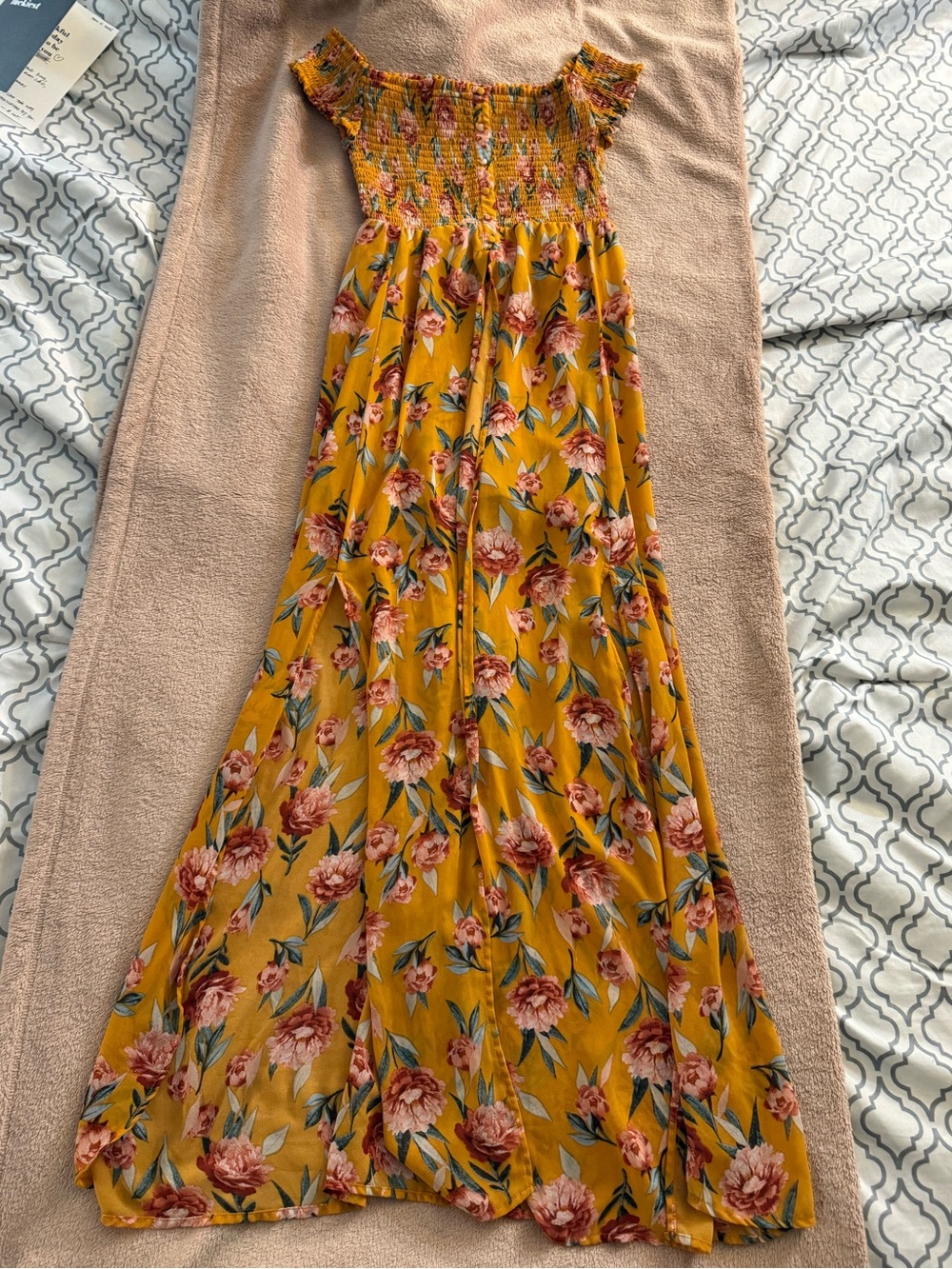 Xhilaration Mustard Yellow Floral Smocked Skort